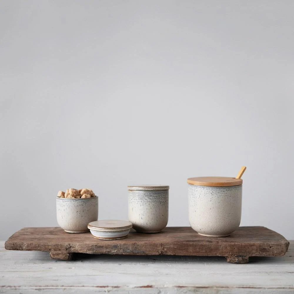 Stoneware Jar with Bamboo Lid and Spoon - Image 2