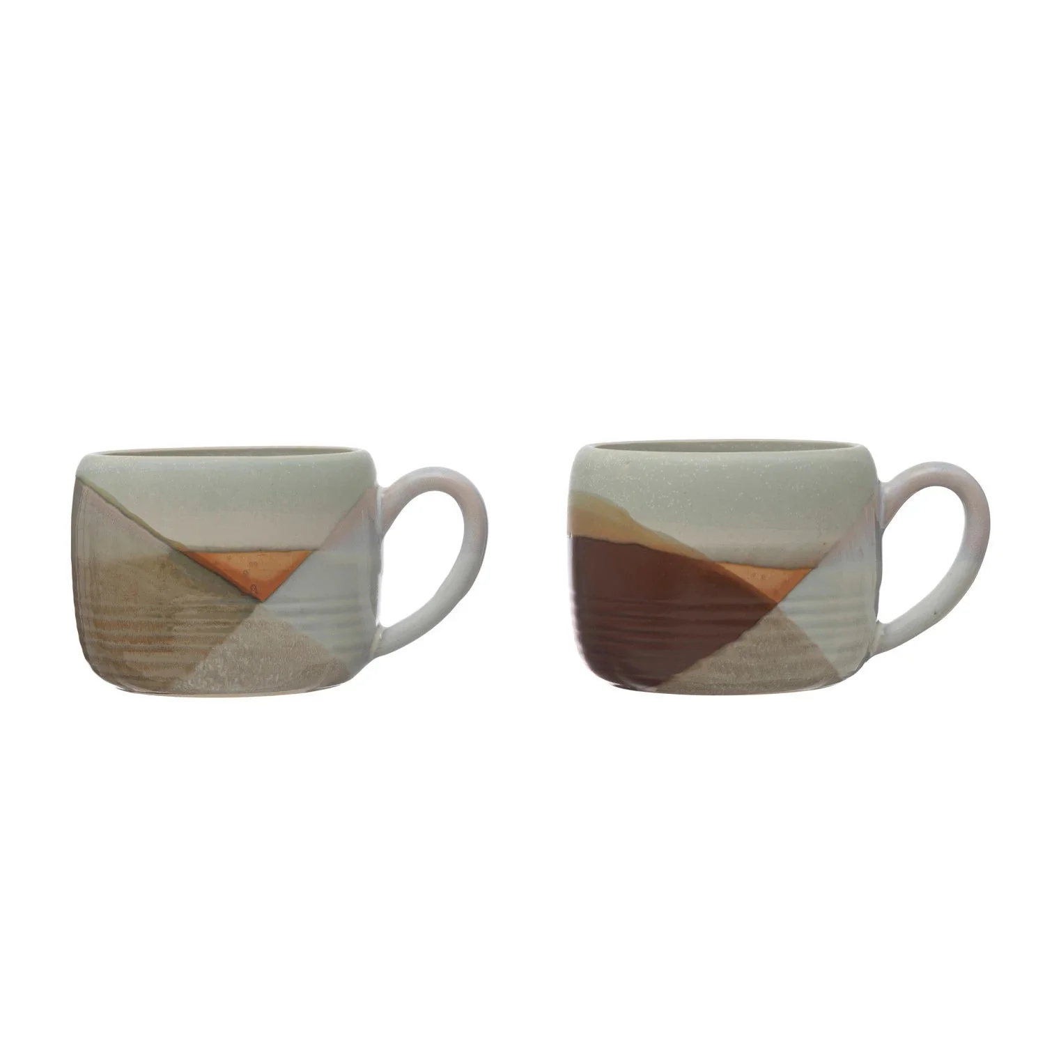 Stoneware Mugs with Geometric Design - Image 2