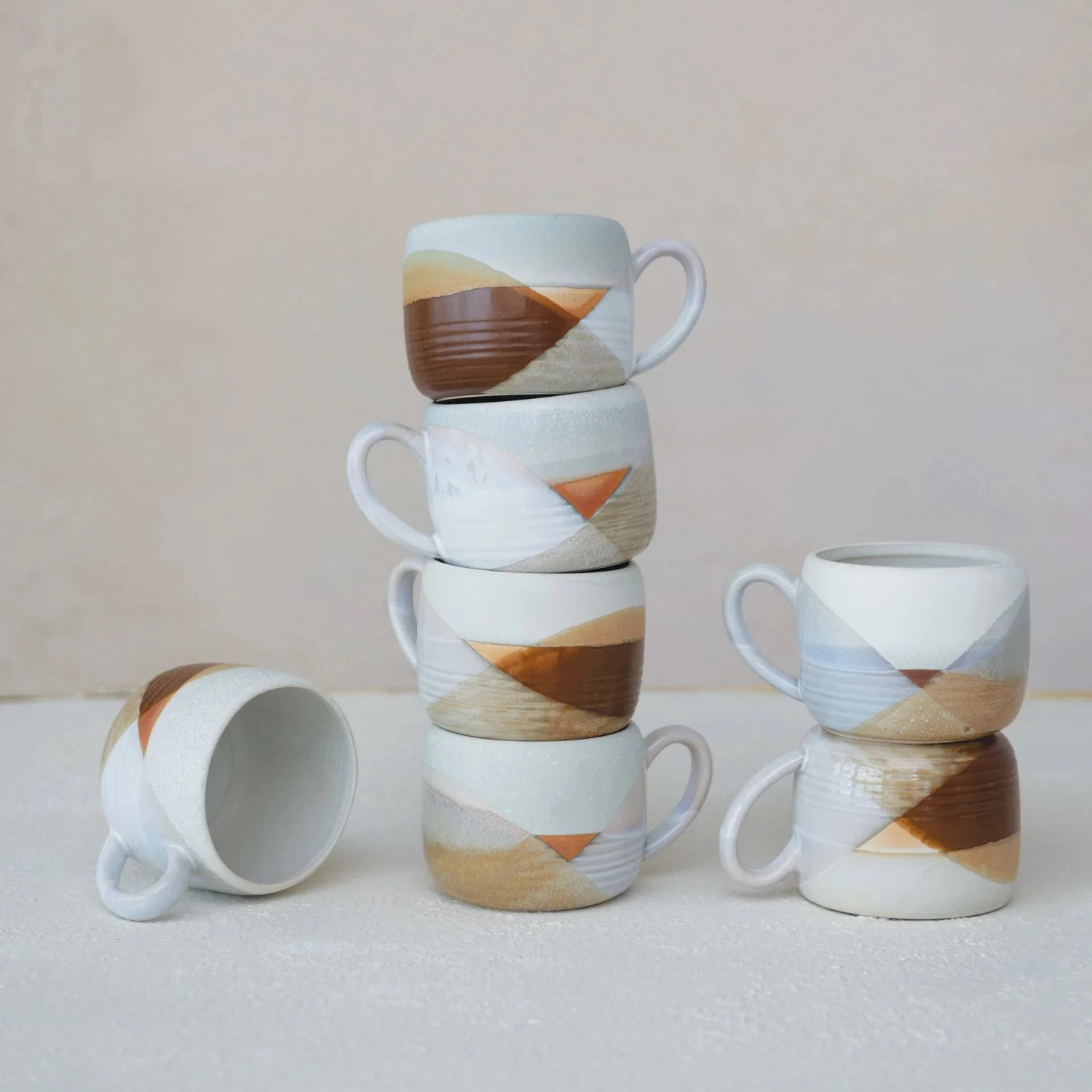 Stoneware Mugs with Geometric Design - Image 5