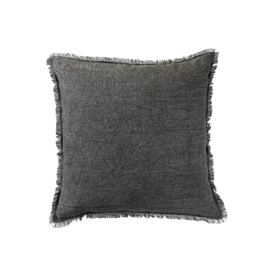 Stonewashed Linen with Fringe Accent Pillows - Image 2