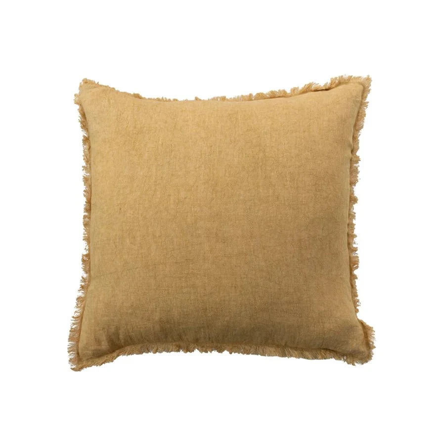 Stonewashed Linen with Fringe Accent Pillows - Image 4