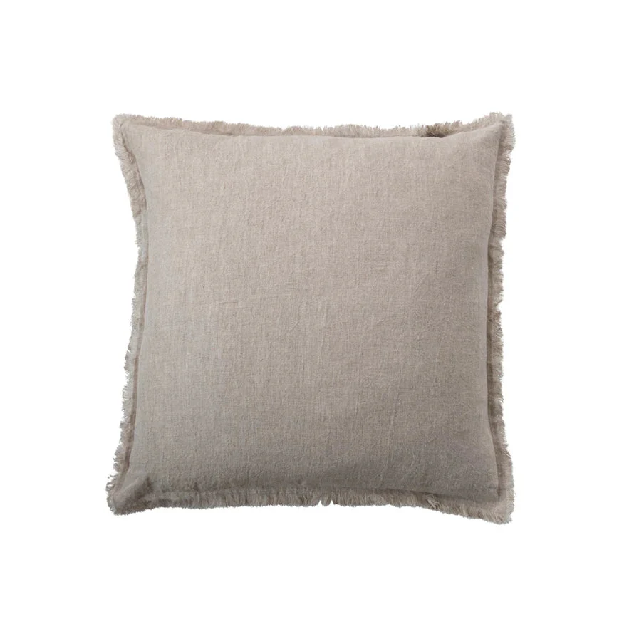 Stonewashed Linen with Fringe Accent Pillows - Image 7
