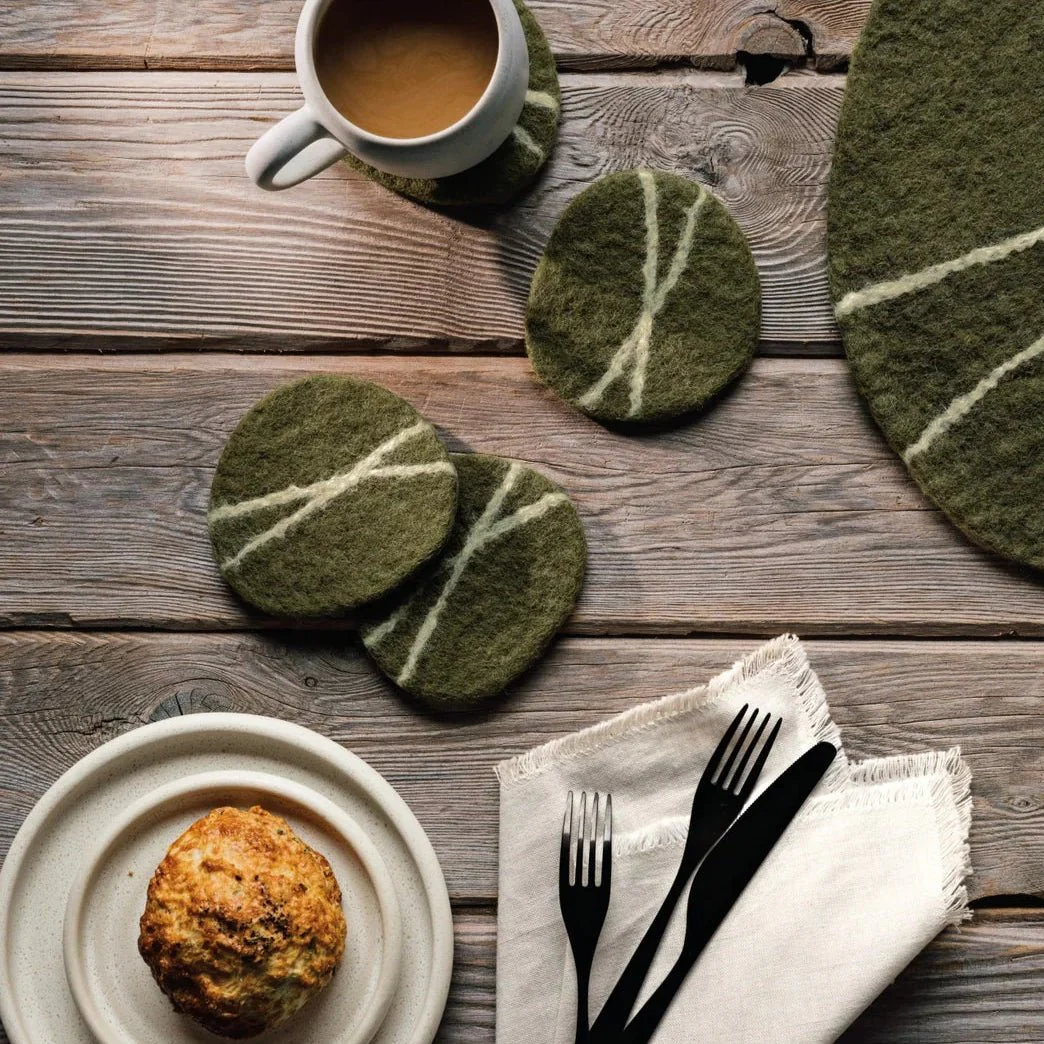 Striato Felted Wool Coasters Set - Image 5