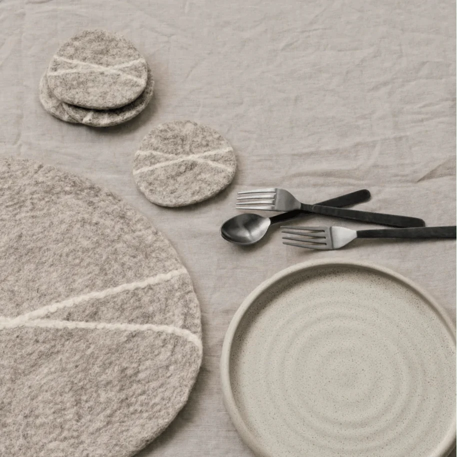 Striato Felted Wool Coasters Set - Image 7