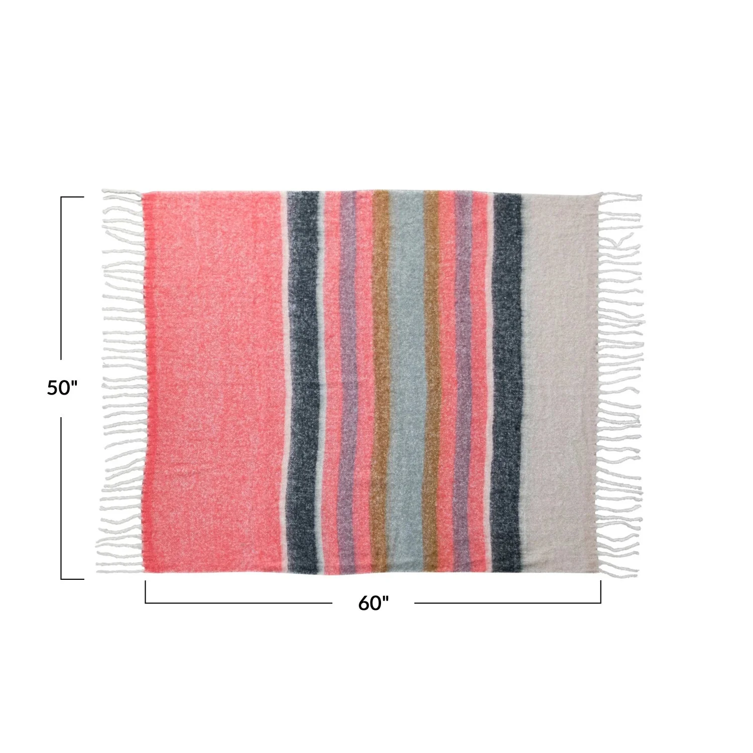 Multi-Colored Striped Throw with Fringe - Image 3