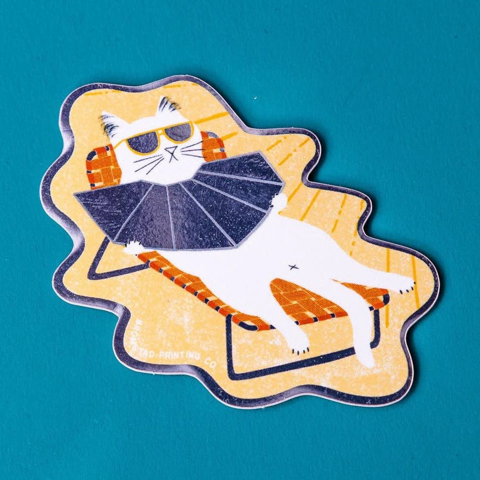 Sunbathing Cat Mirror Sticker