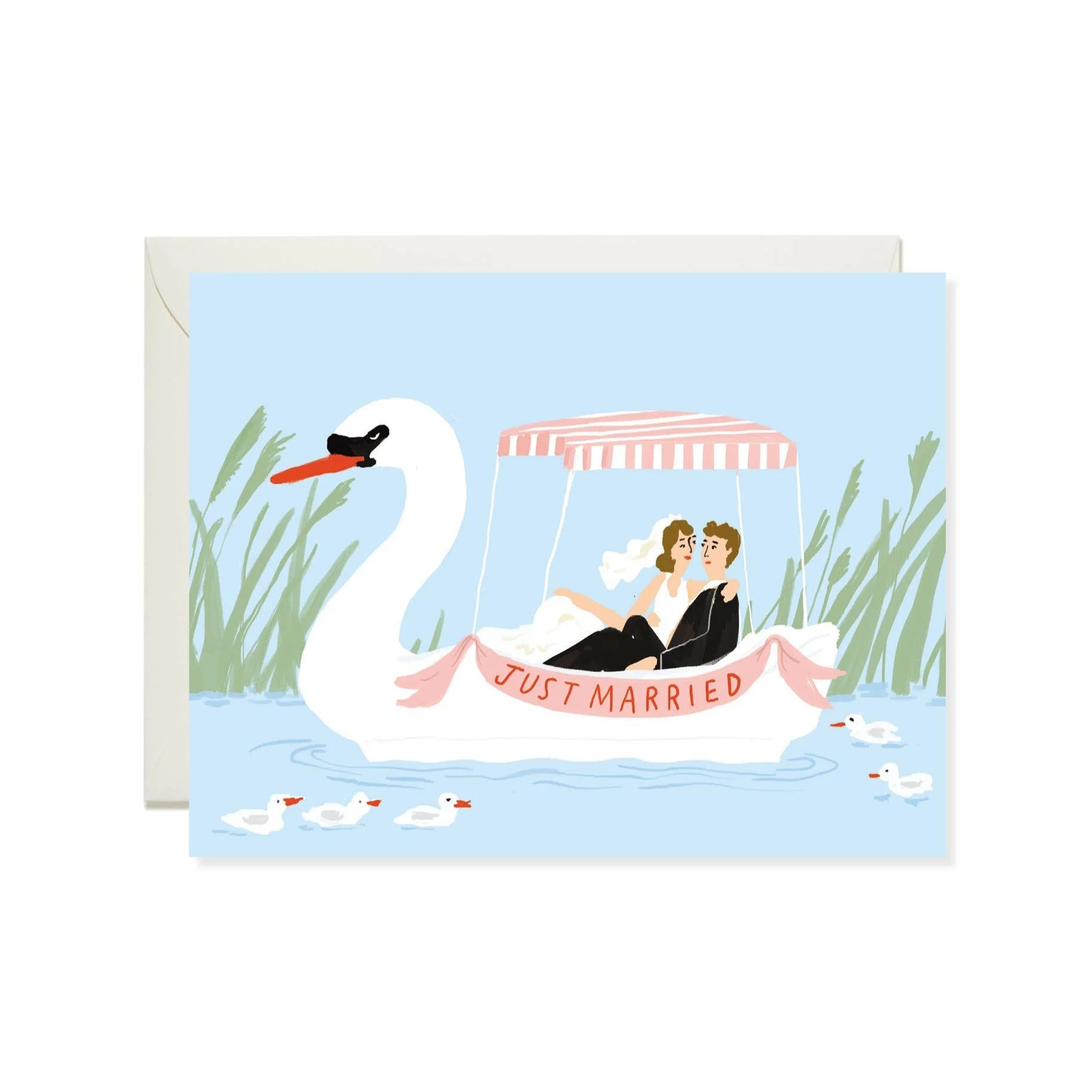 Swan Boat Wedding Card