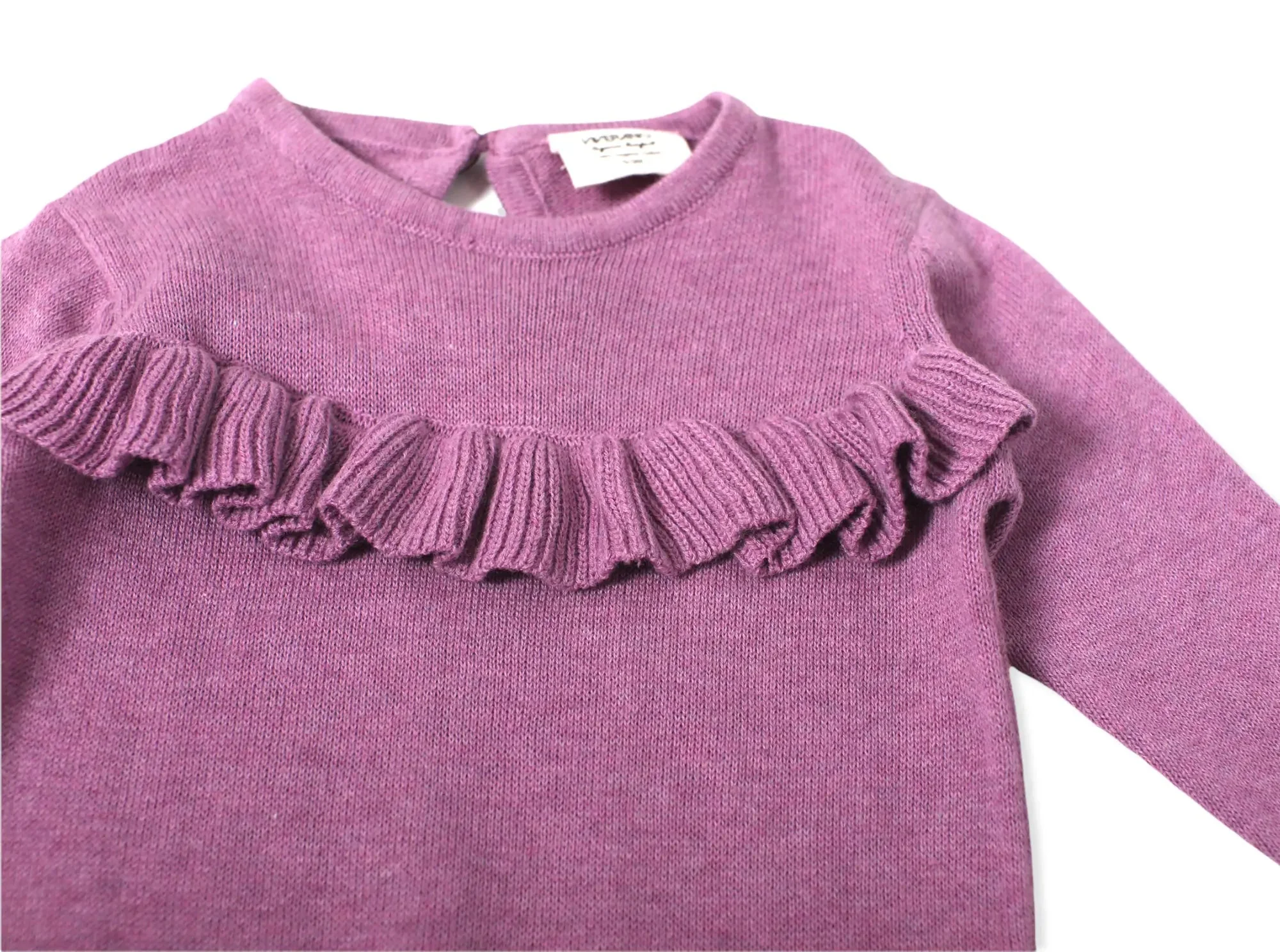 Sweater Knit Ruffle Romper: Orchid - Image 2