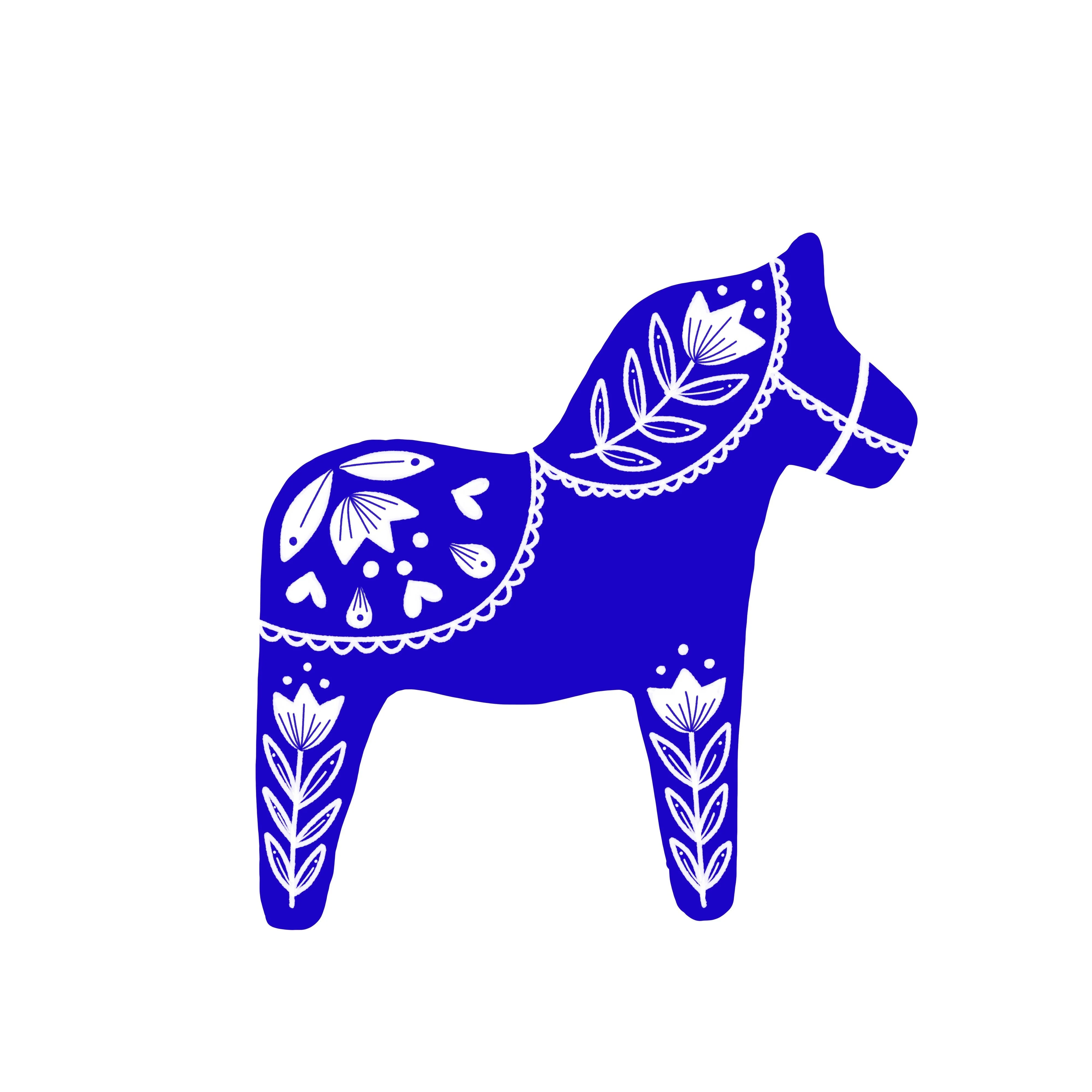 Swedish Dala Horse Sticker - Blue - Image 2