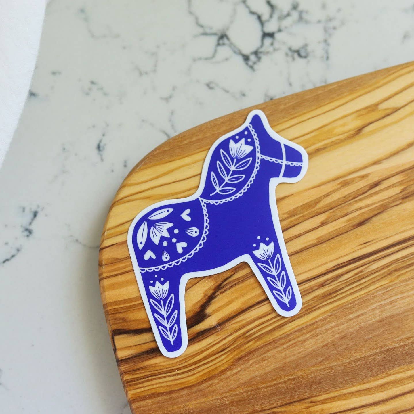 Swedish Dala Horse Sticker - Blue - Image 3