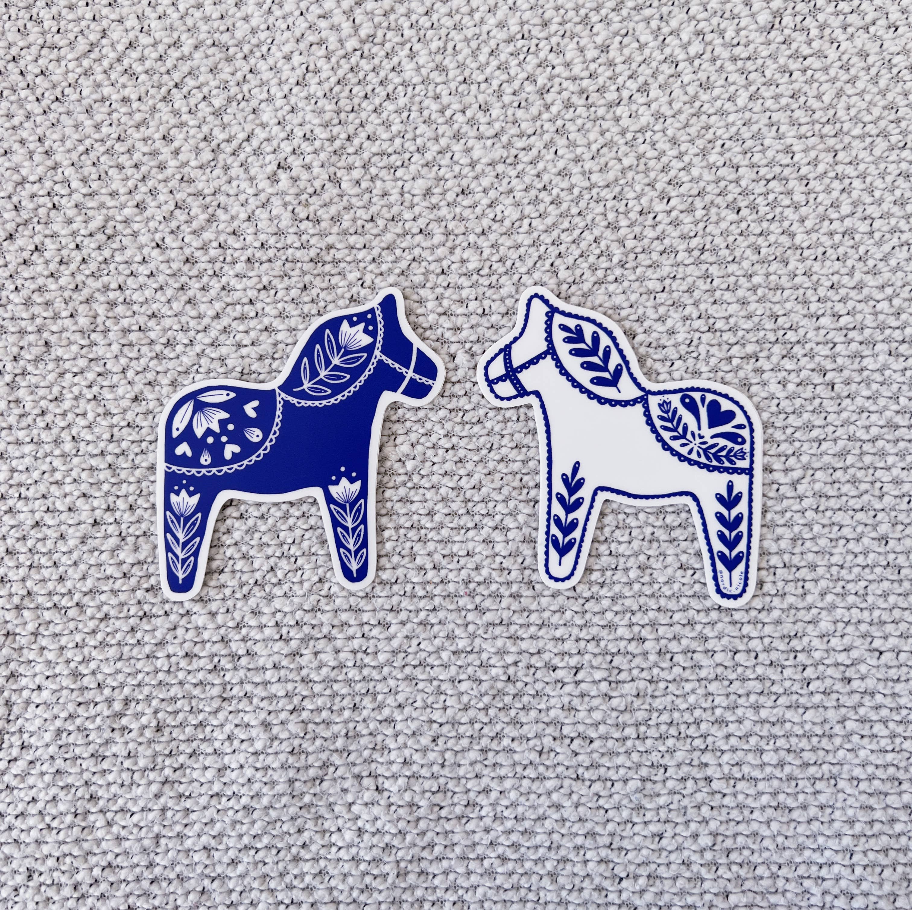 Swedish Dala Horse Sticker - Blue - Image 4