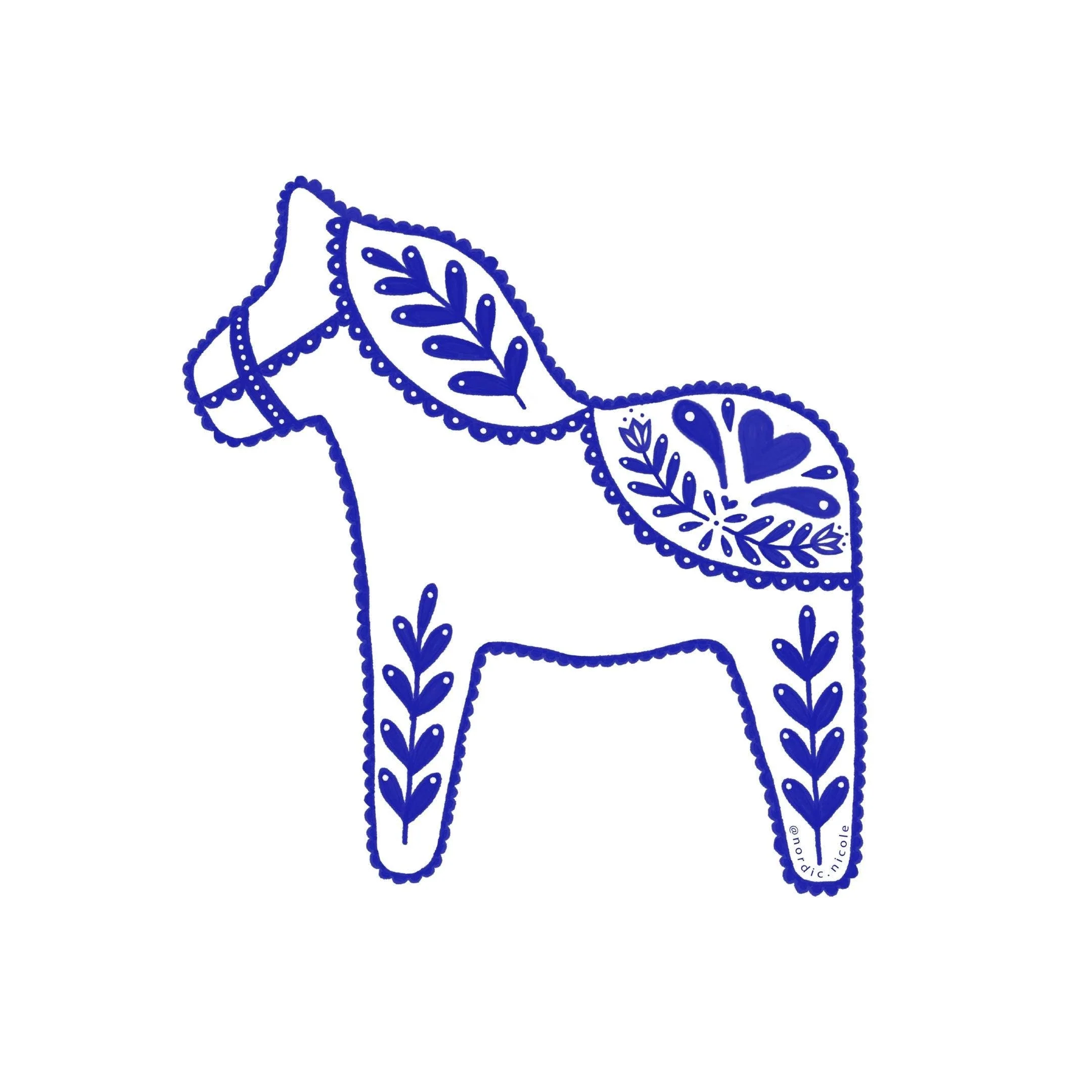 Swedish Dala Horse Sticker - White - Image 2