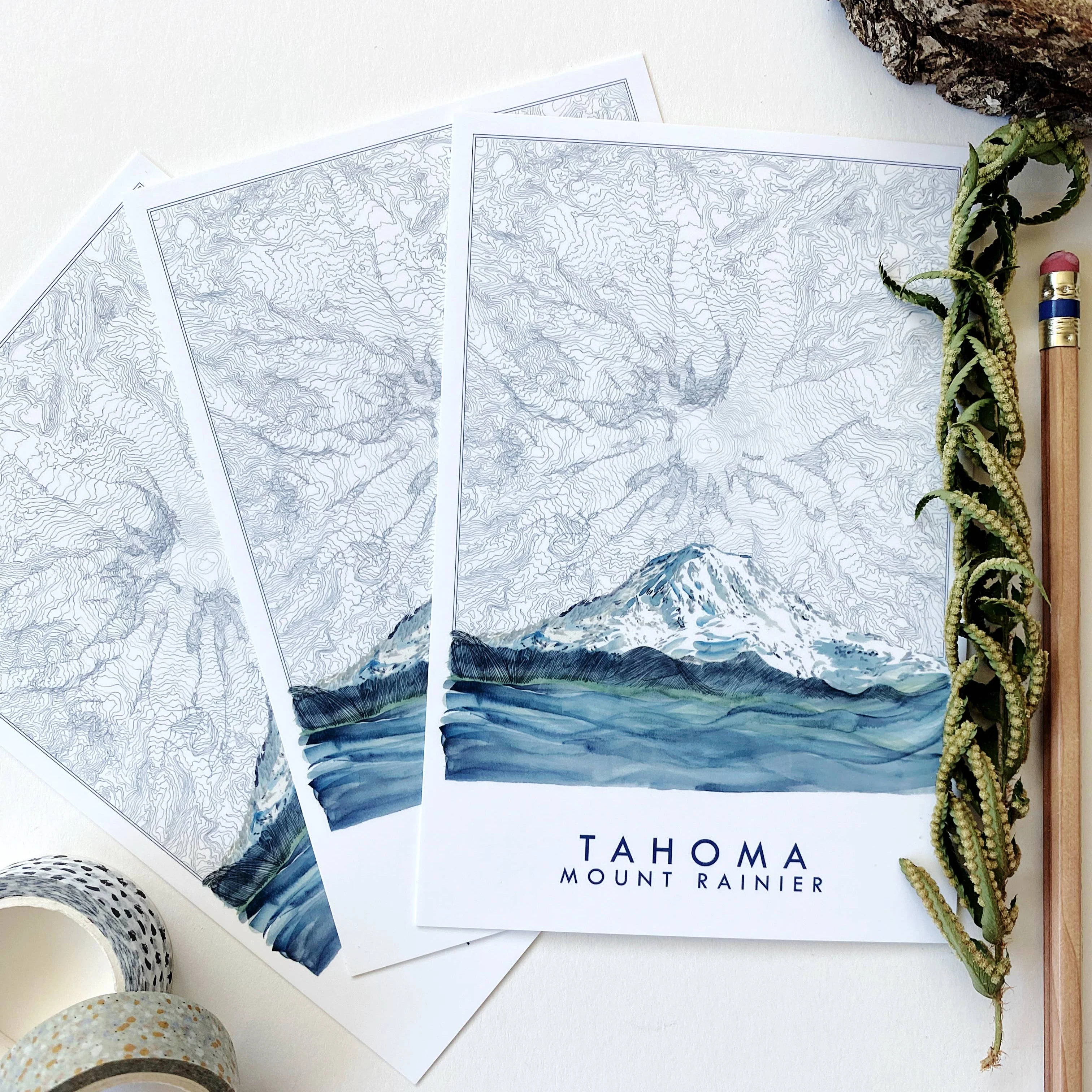 Mount Rainier Topo Map Postcard - Image 3
