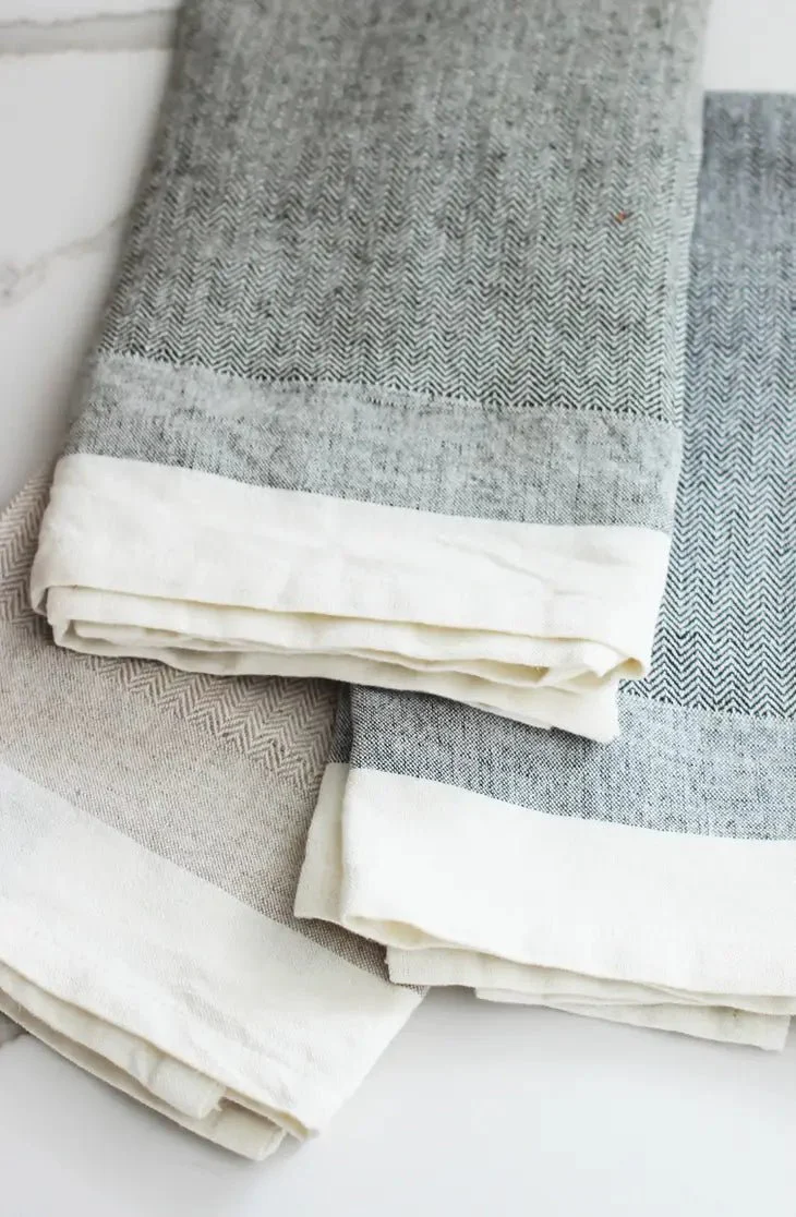 Herringbone Tea Towel: Dark Slate - Image 2