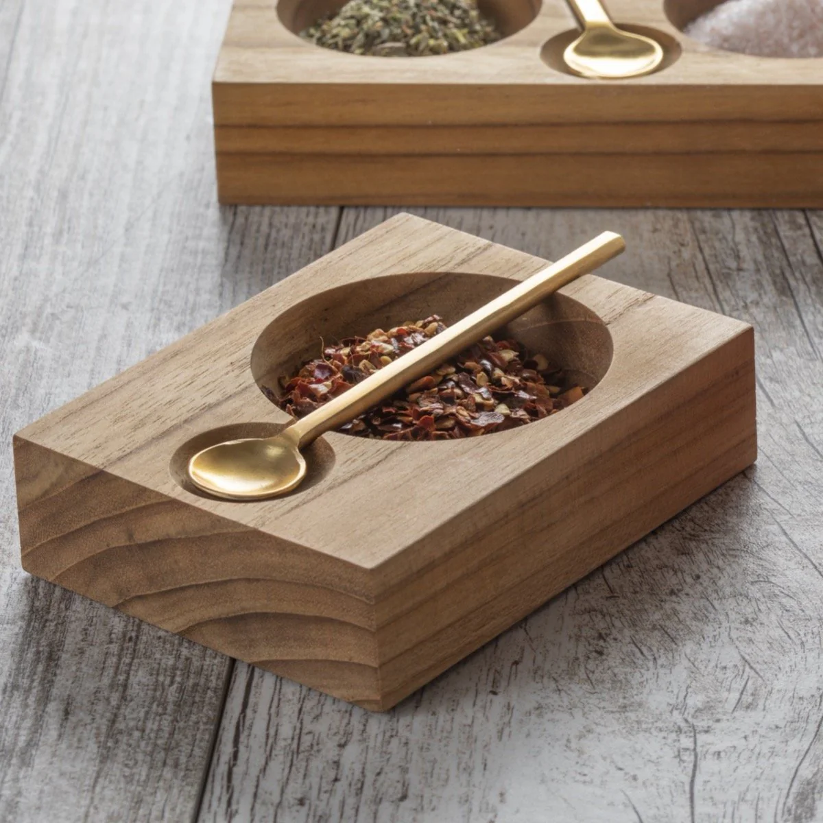 Teak Cellar with Gold Spoon - Image 2