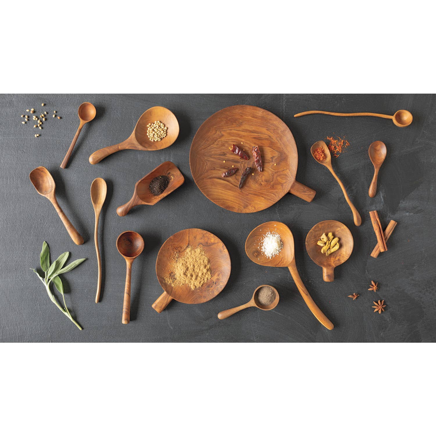Teak Wavy Short Shovel Utensil - Image 2