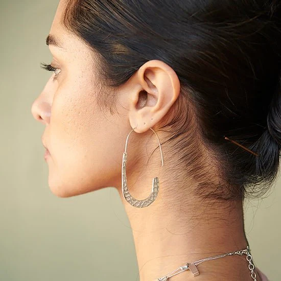 Textured Drop Earrings: Silver - Image 2