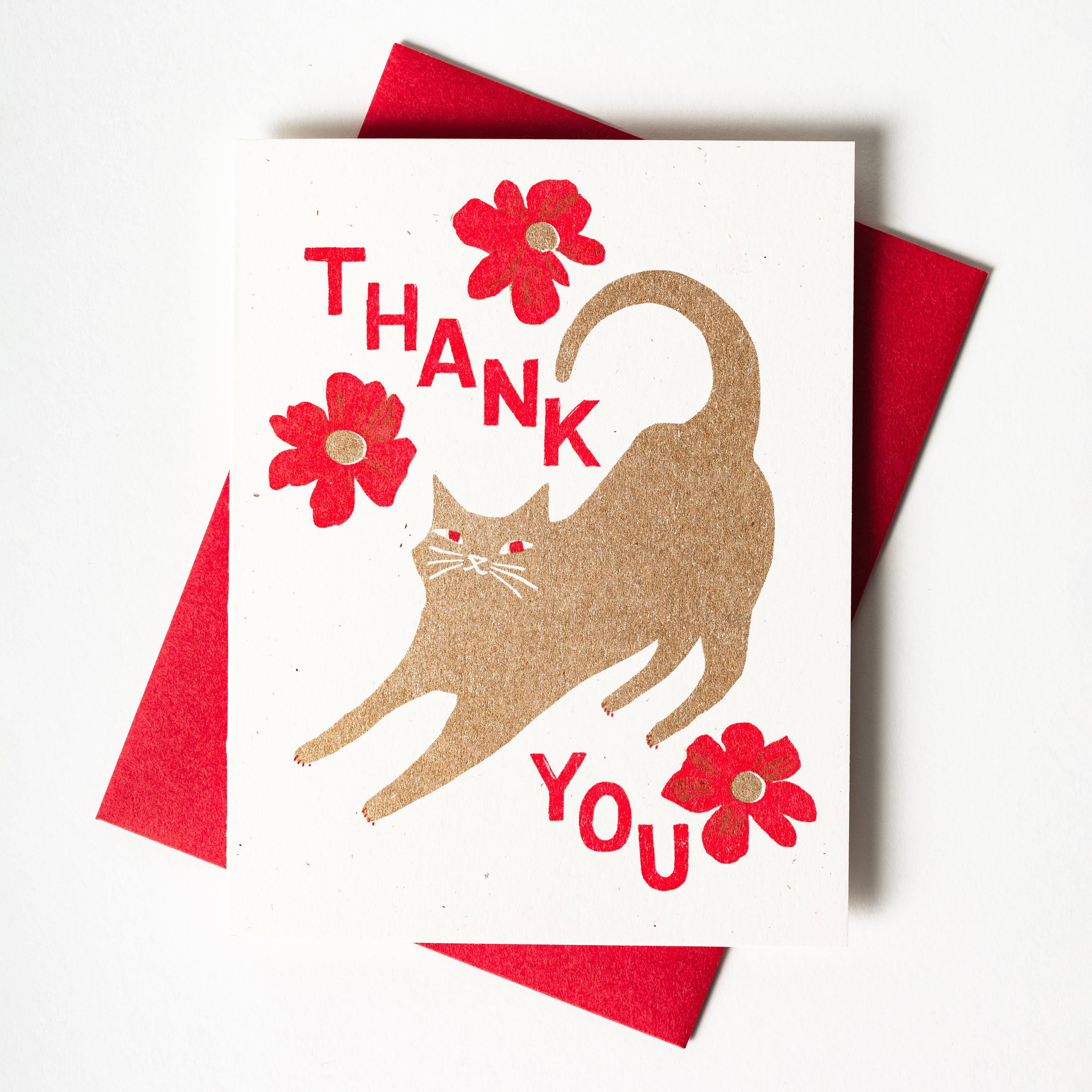 Thank You Cat with Blossoms Card - Image 2