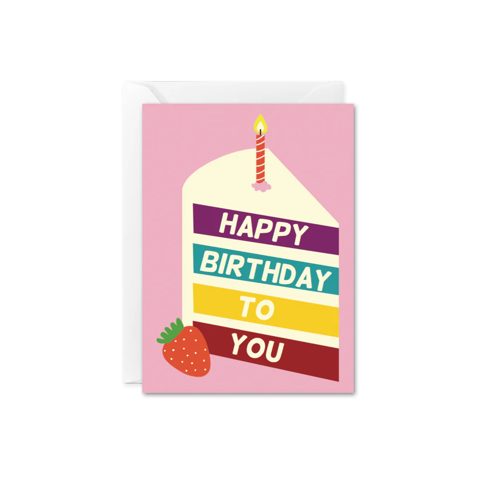 Rainbow Cake Slice Birthday Mini Card