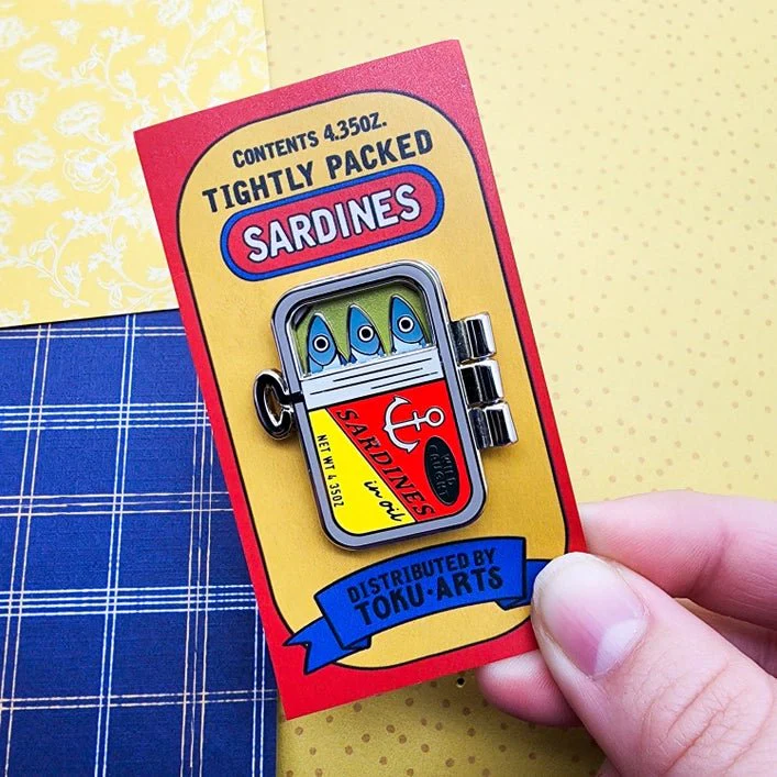 Tightly Packed Sardines Enamel Pin - Image 3