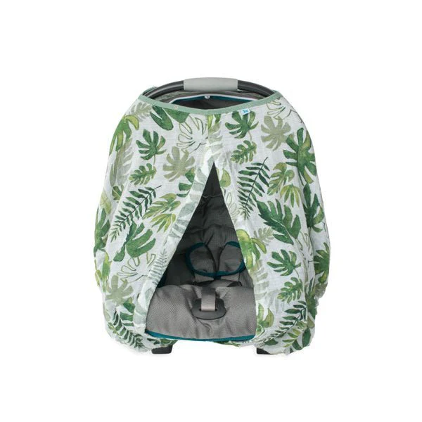 Cotton Muslin Car Seat Canopy: Tropical Leaf - Image 2