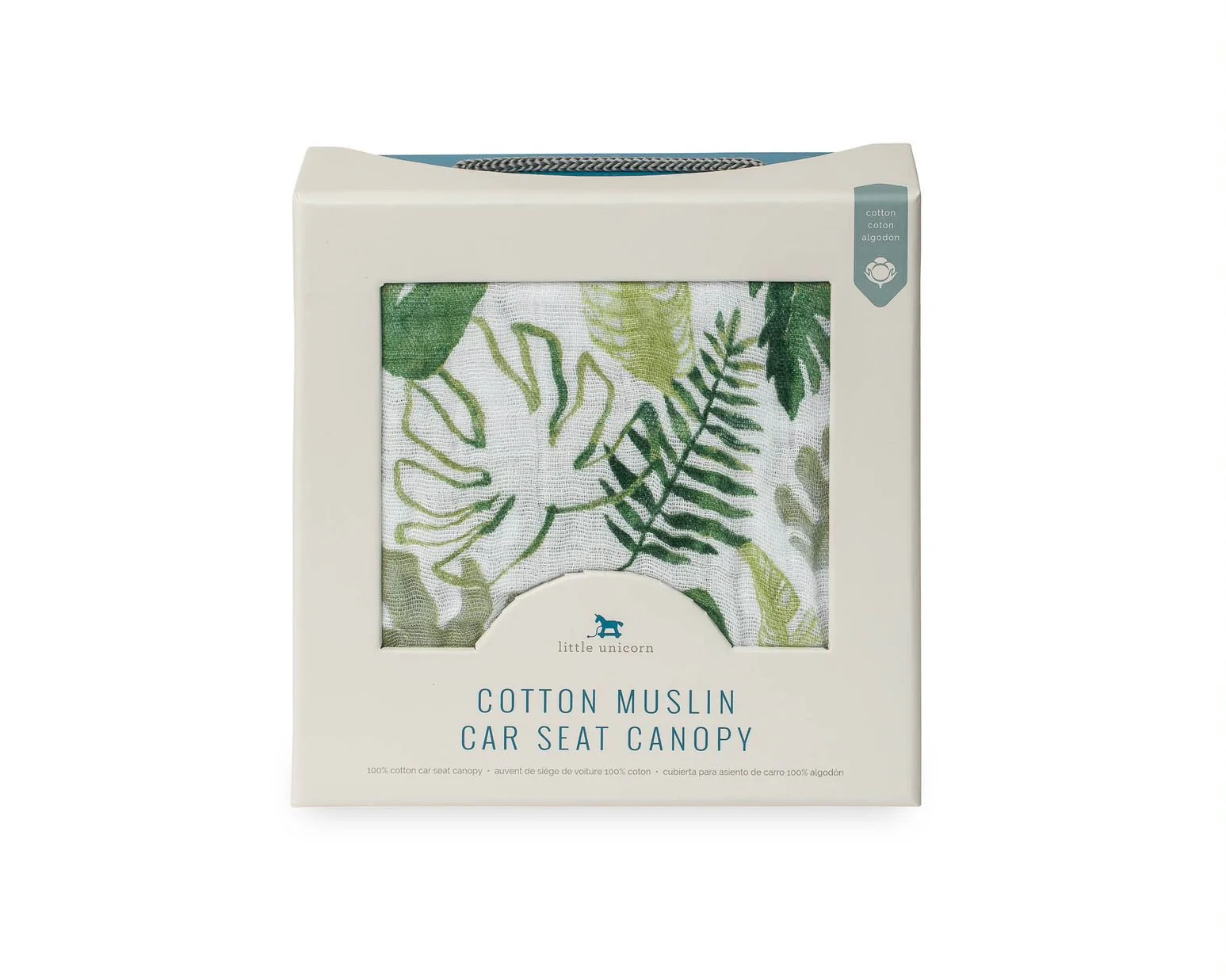 Cotton Muslin Car Seat Canopy: Tropical Leaf - Image 3