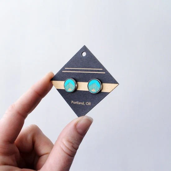 Turquoise Block Stud Earrings