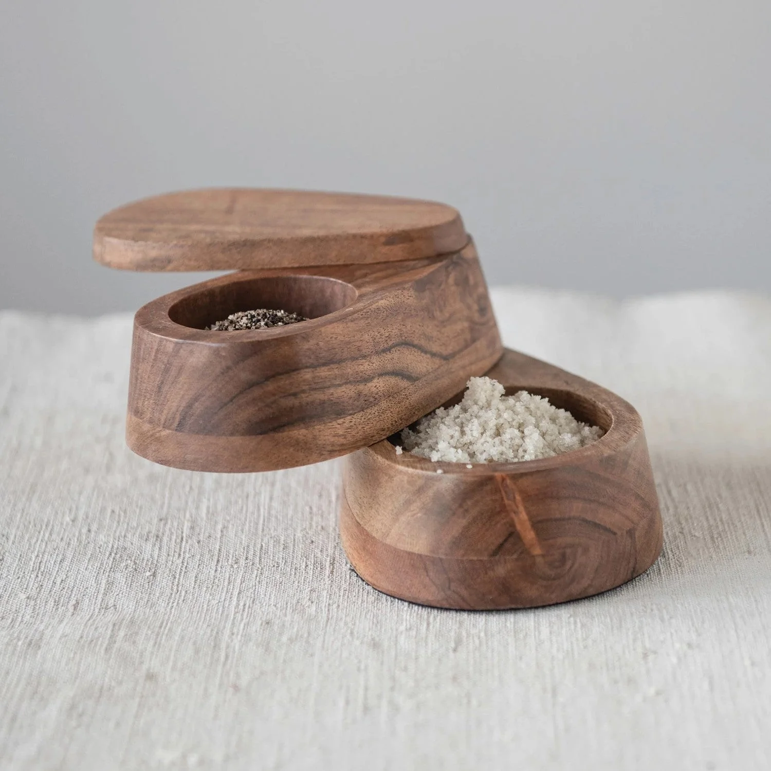 Two-Tier Acacia Wood Salt Box - Image 2