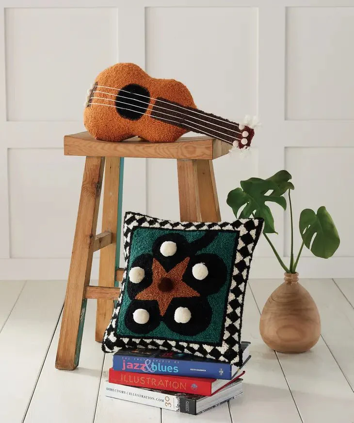 Uke with Pom Poms & Tassels Throw Pillow - Image 2