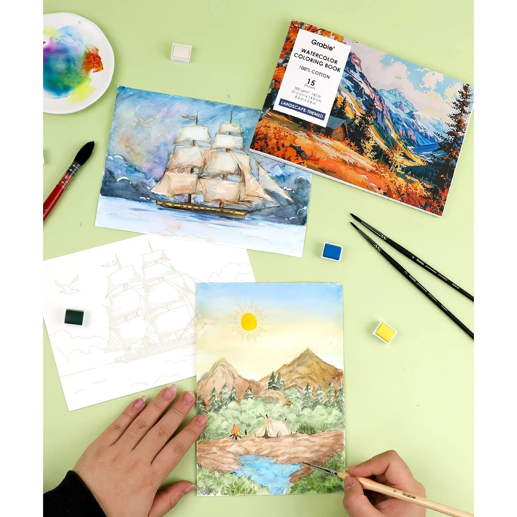 Watercolor Coloring Book: Landscape - Image 2