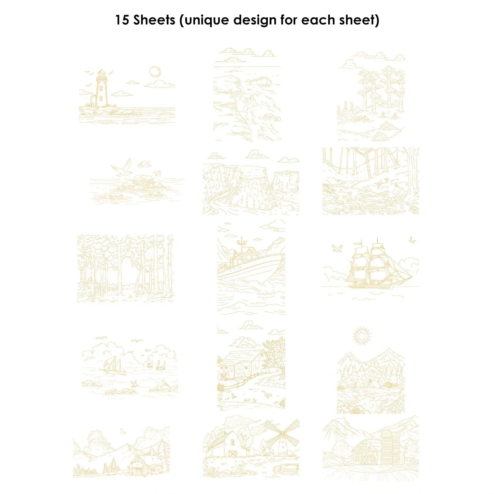 Watercolor Coloring Book: Landscape - Image 8