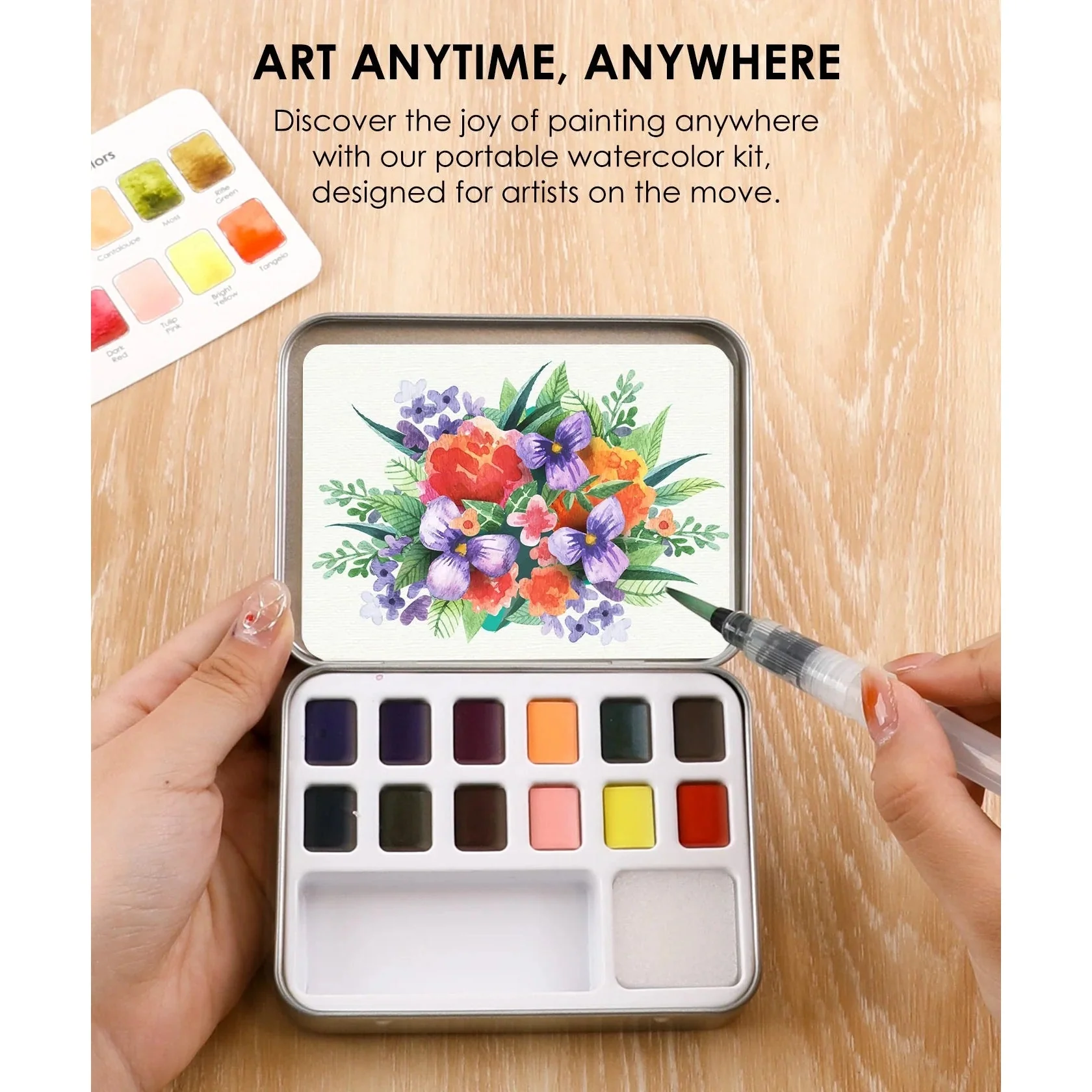 Watercolor Pocket Set of 12 with Brush: Floral Colors - Image 3