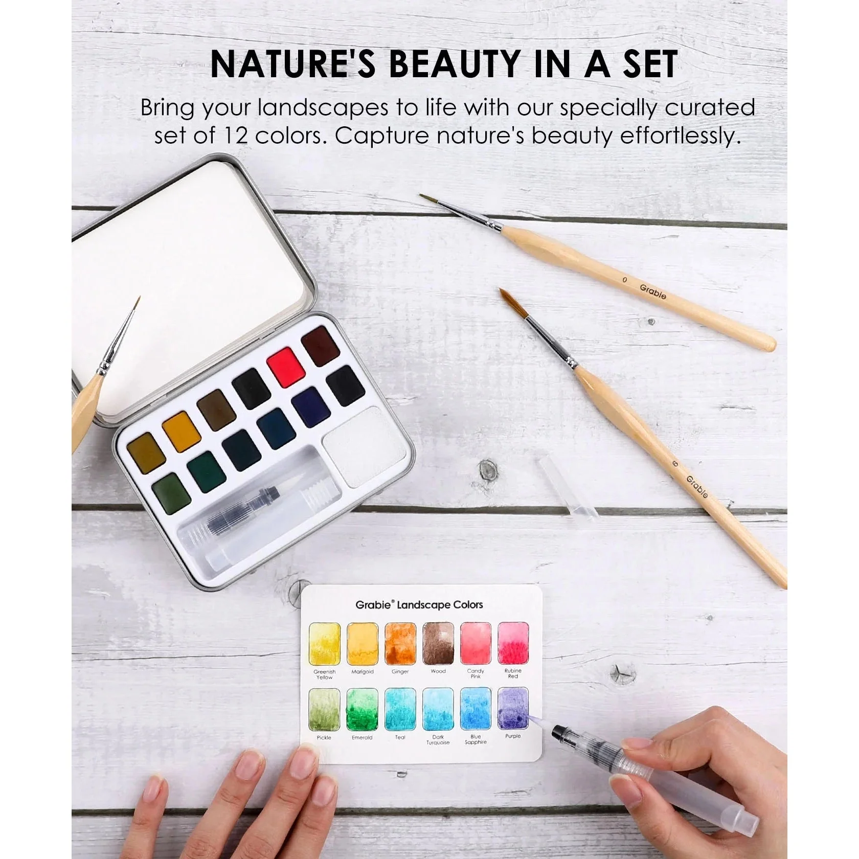 Pocket Watercolor Set of 12 with Brush: Landscape Colors - Image 7