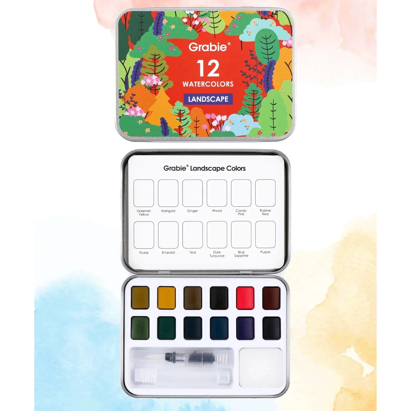 Pocket Watercolor Set of 12 with Brush: Landscape Colors - Image 8