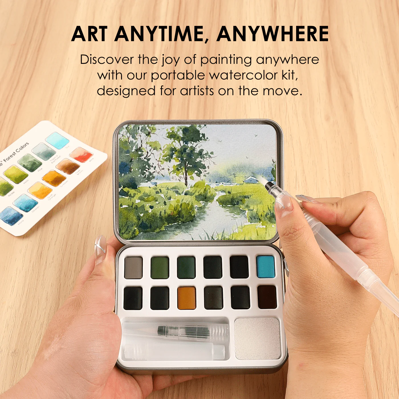 Pocket Watercolor Set of 12 with Brush: Forest Colors - Image 5