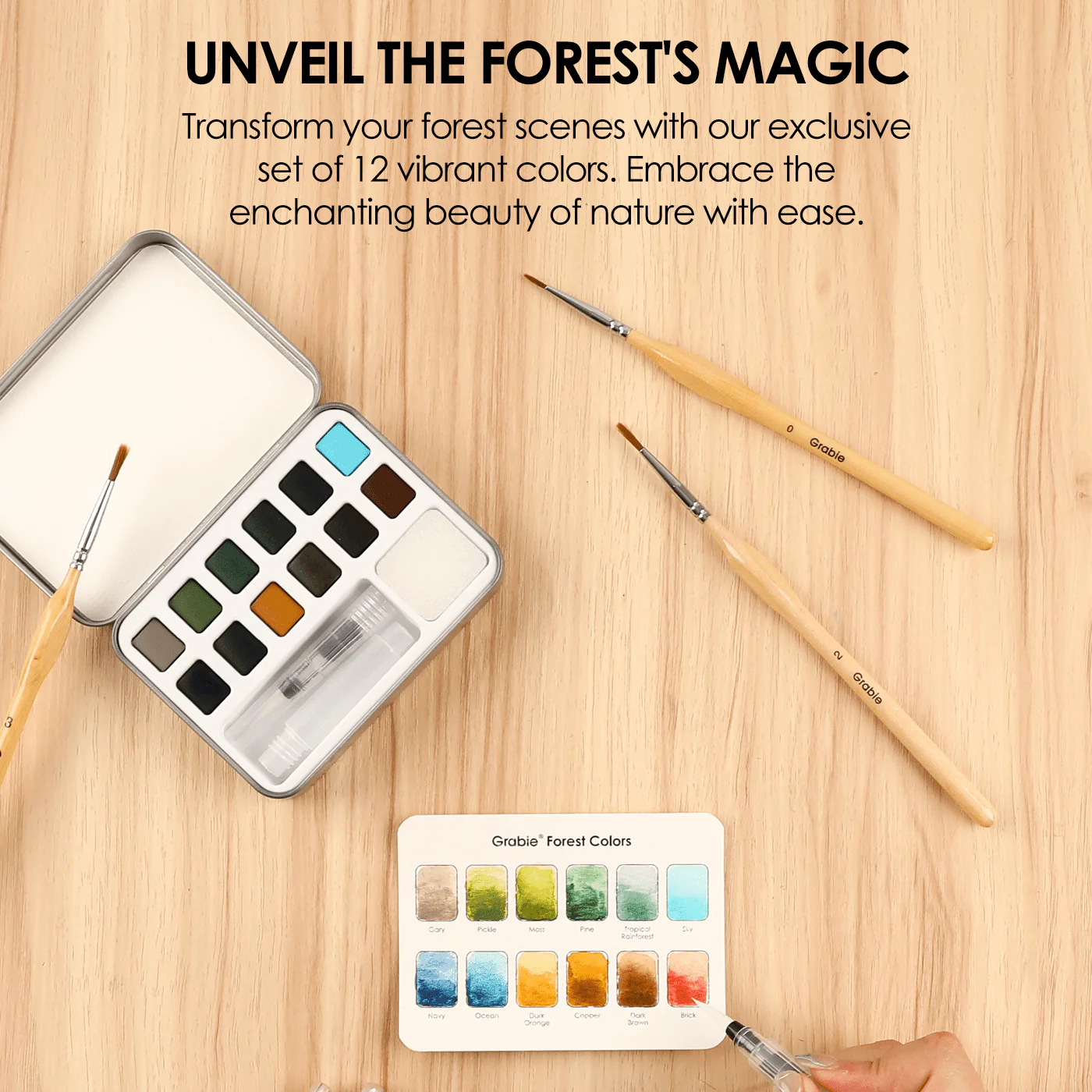 Pocket Watercolor Set of 12 with Brush: Forest Colors - Image 7