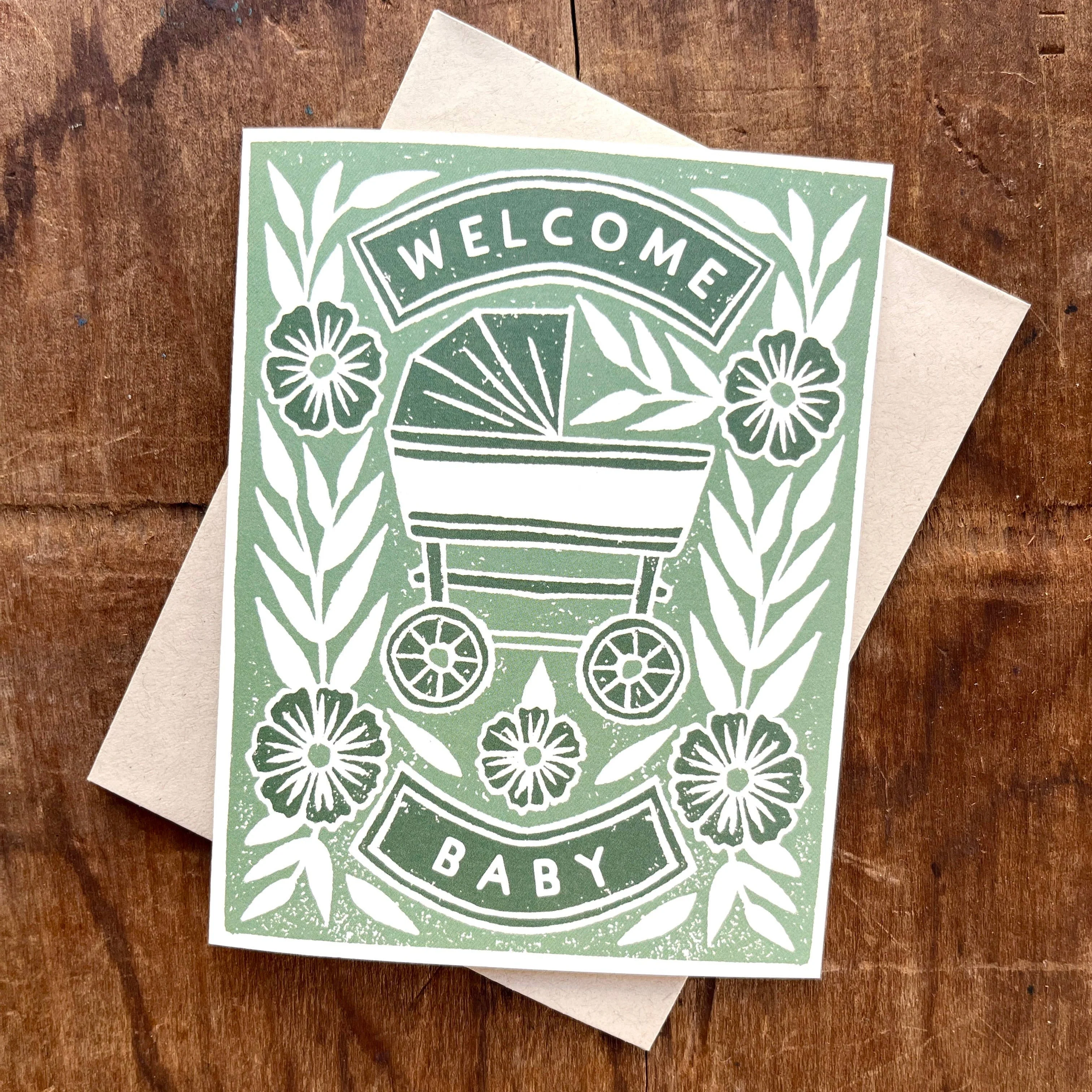 Floral Pram Baby Card - Image 2