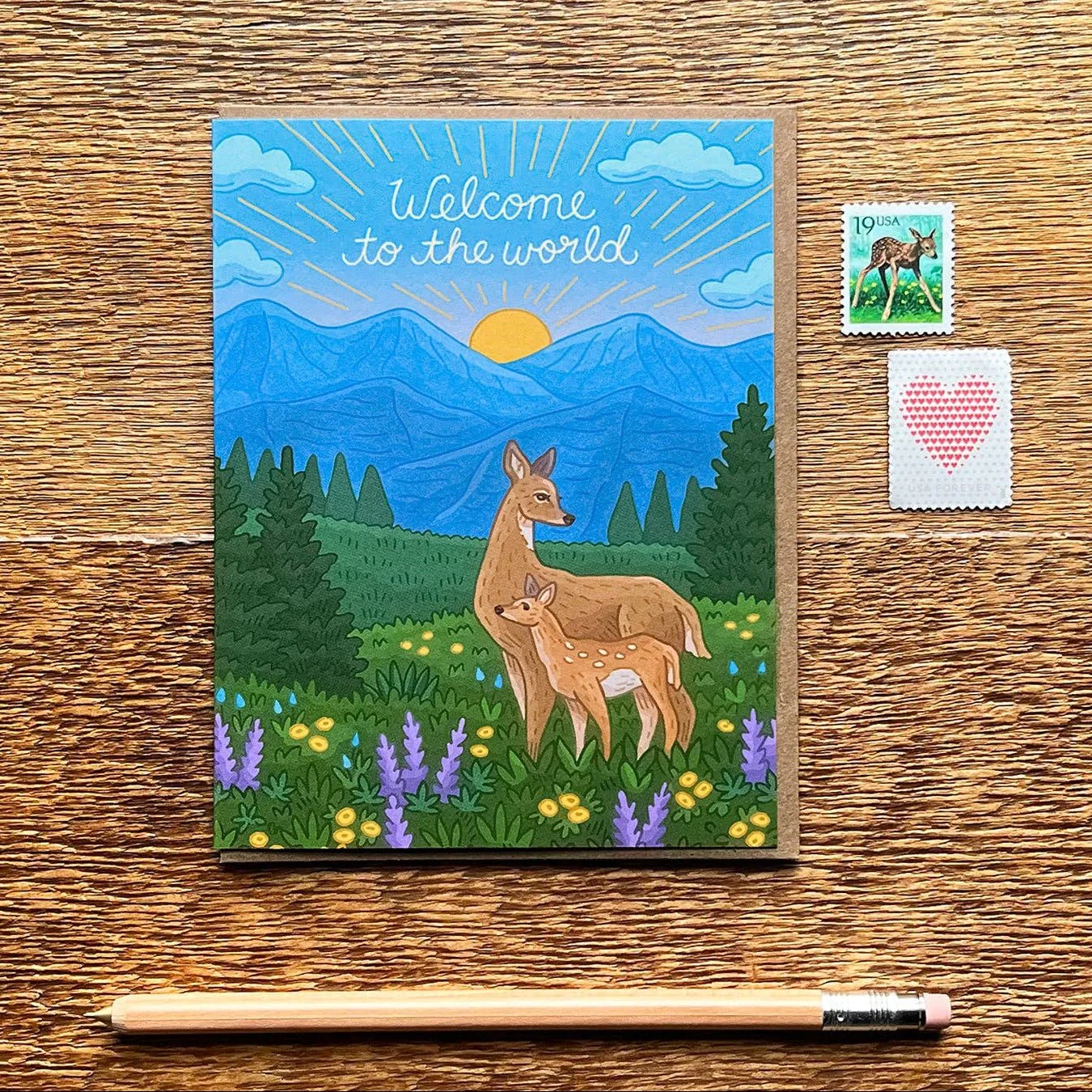 Deer & Fawn Baby Card - Image 3