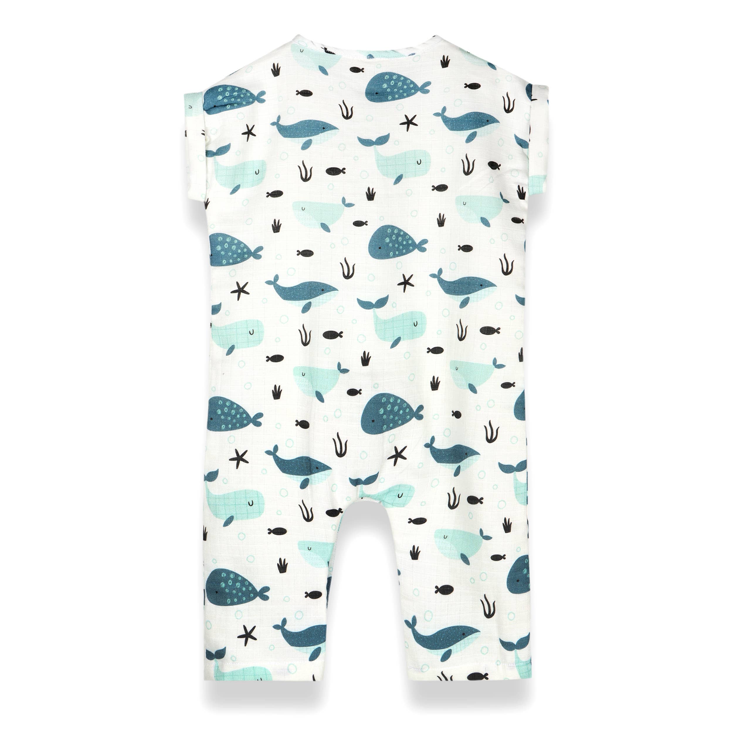 Whales Rolled Sleeve Baby Jumpsuit - Image 2