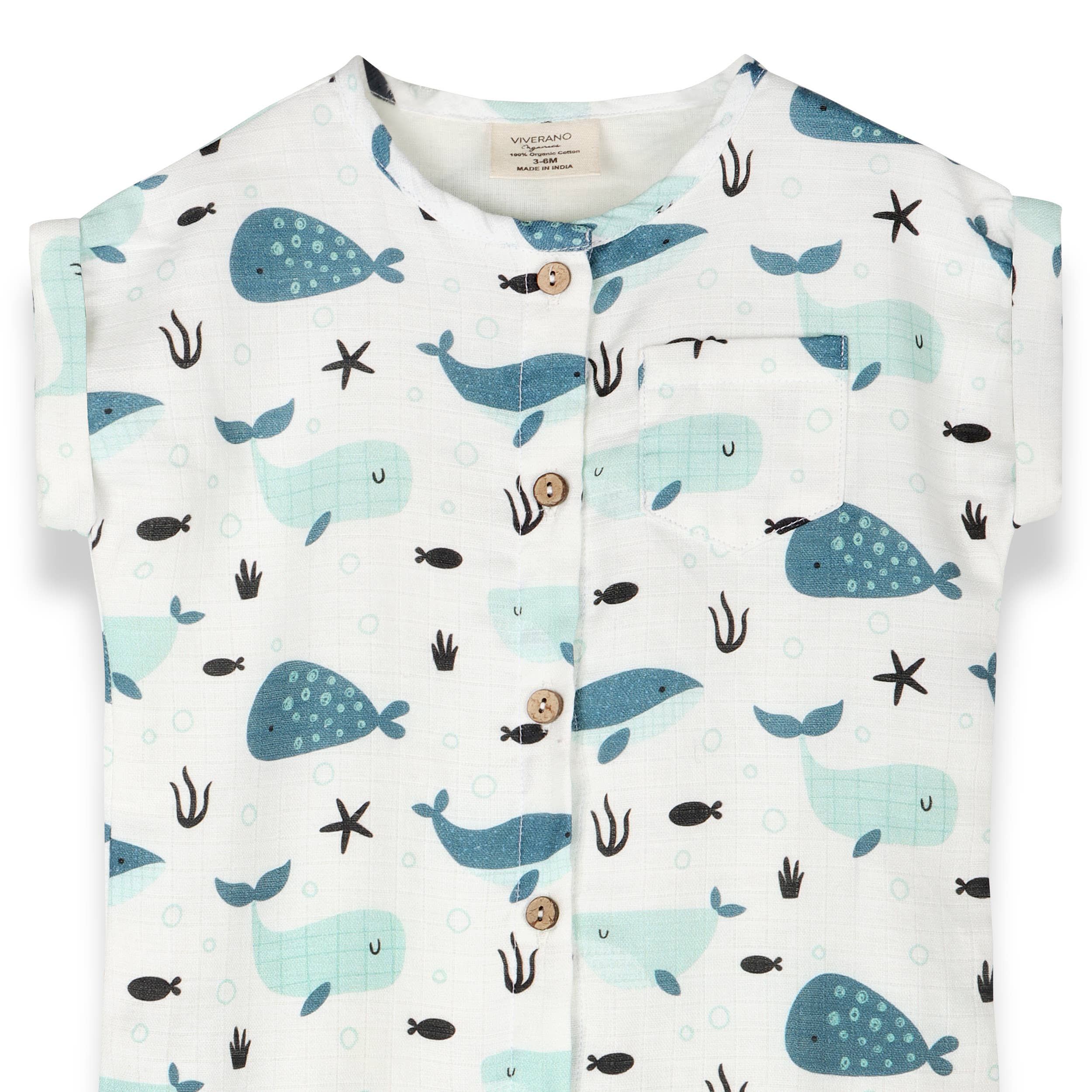 Whales Rolled Sleeve Baby Jumpsuit - Image 3