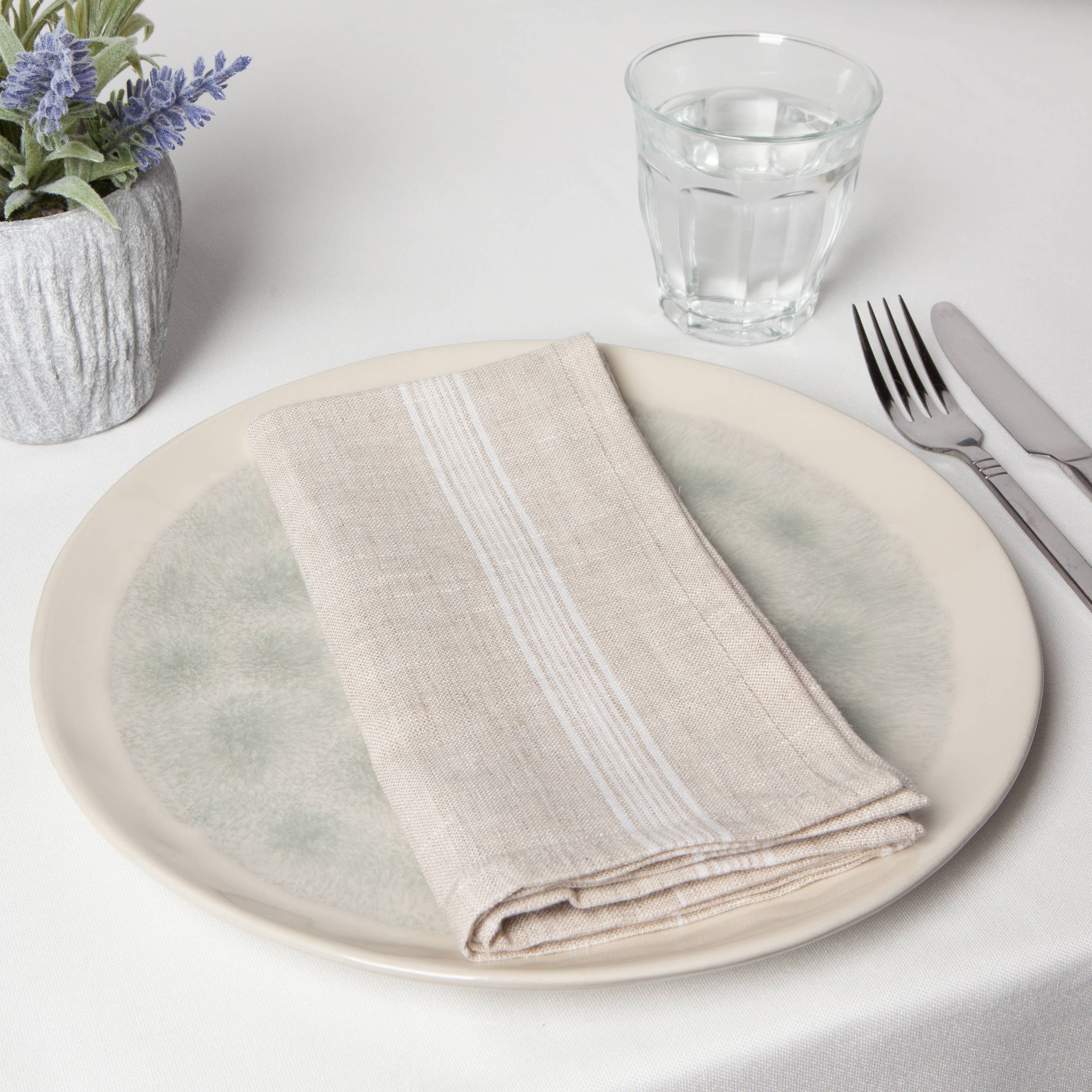 Maison White Stripe Linen Napkins, Set of 4 - Image 3