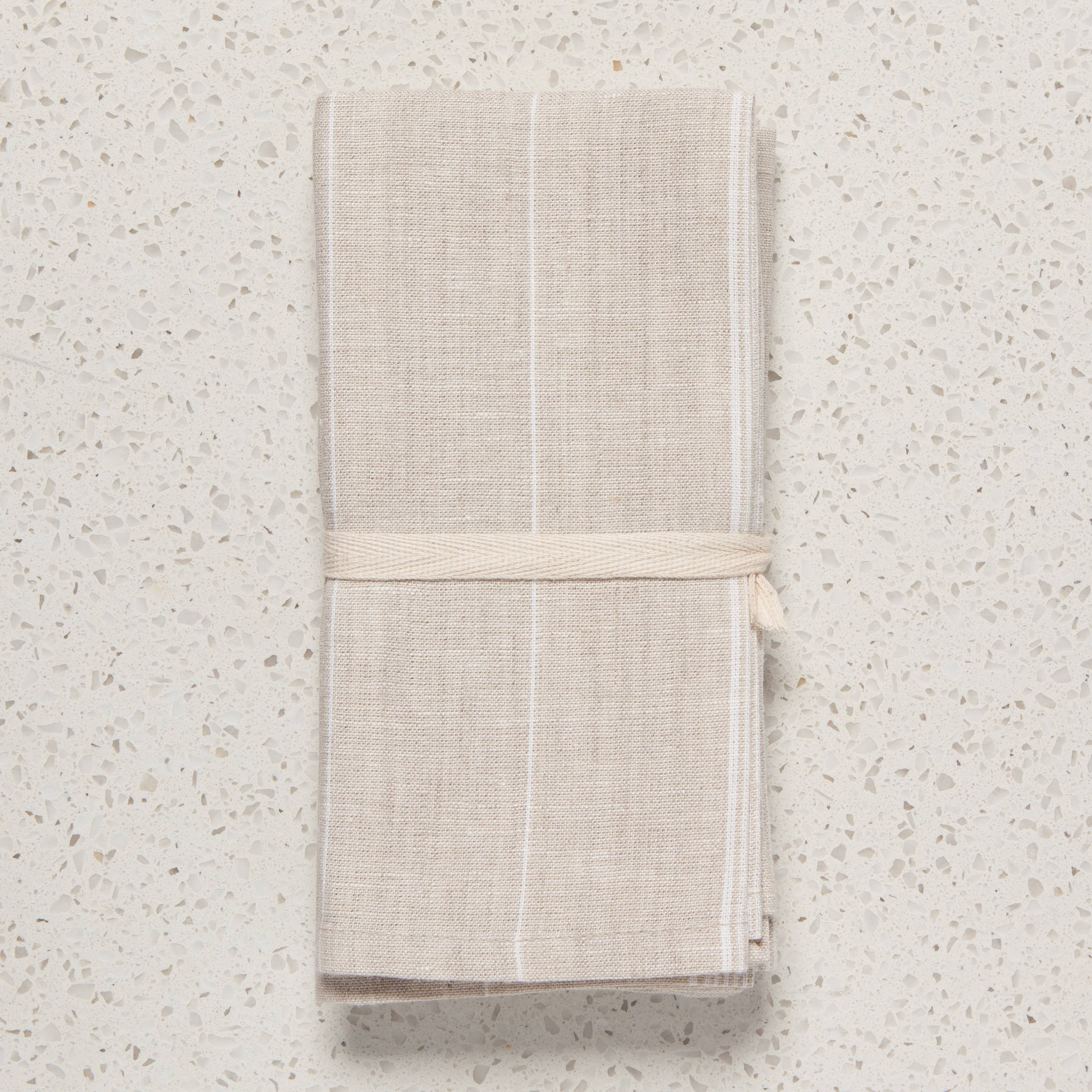 Maison White Stripe Linen Napkins, Set of 4 - Image 4