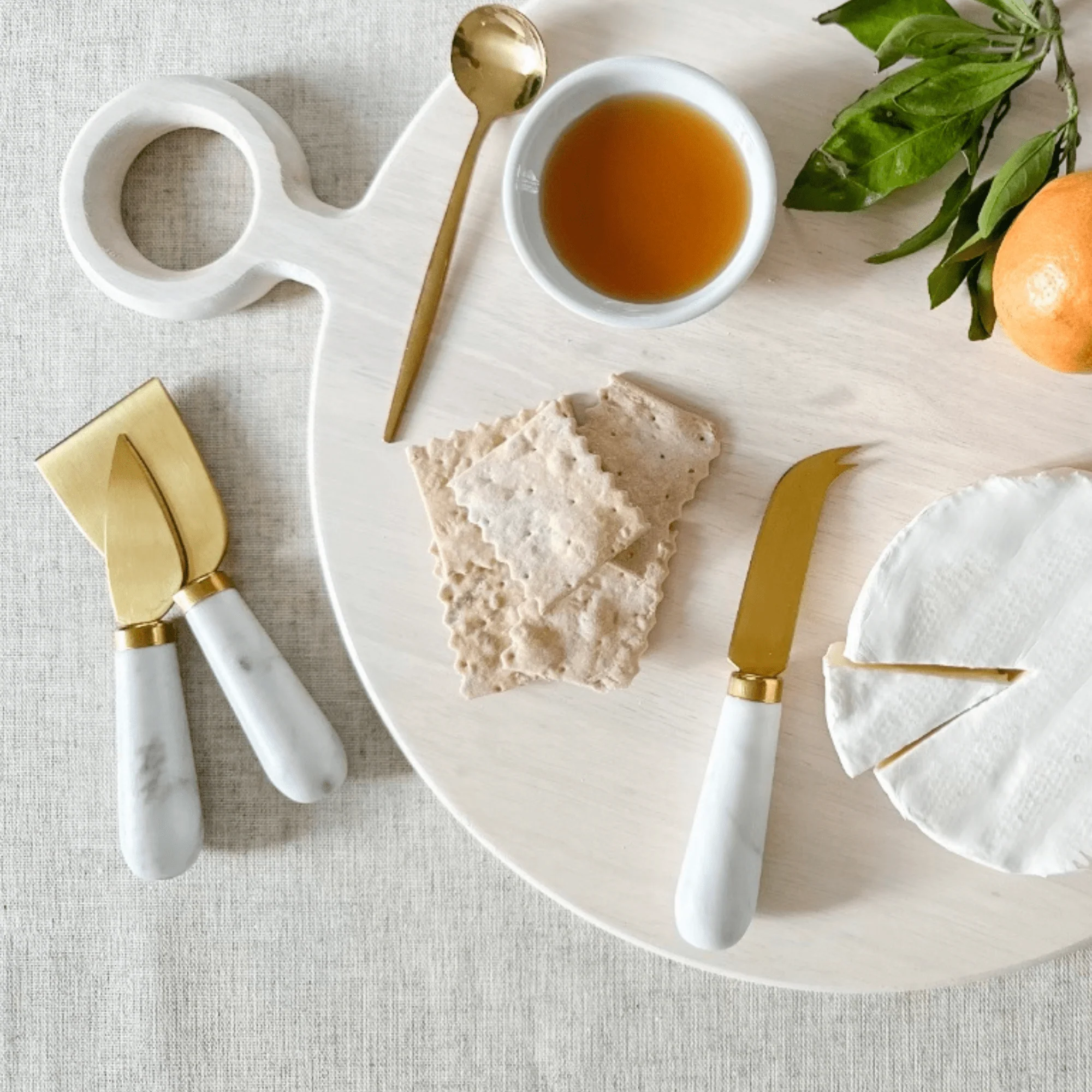White Marble Cheese Knife Gift Set - Image 2