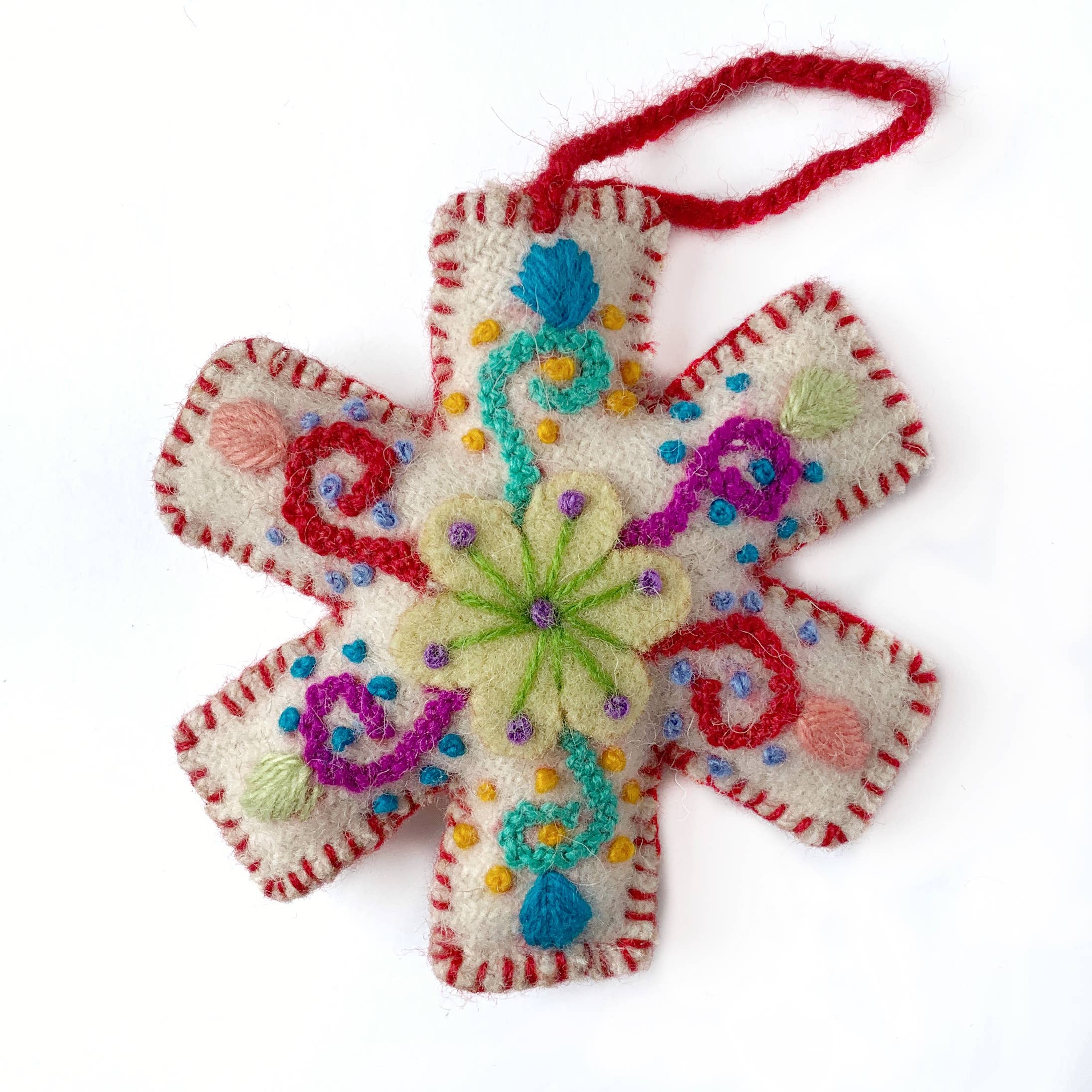 White Snowflake Embroidered Ornament - Image 10