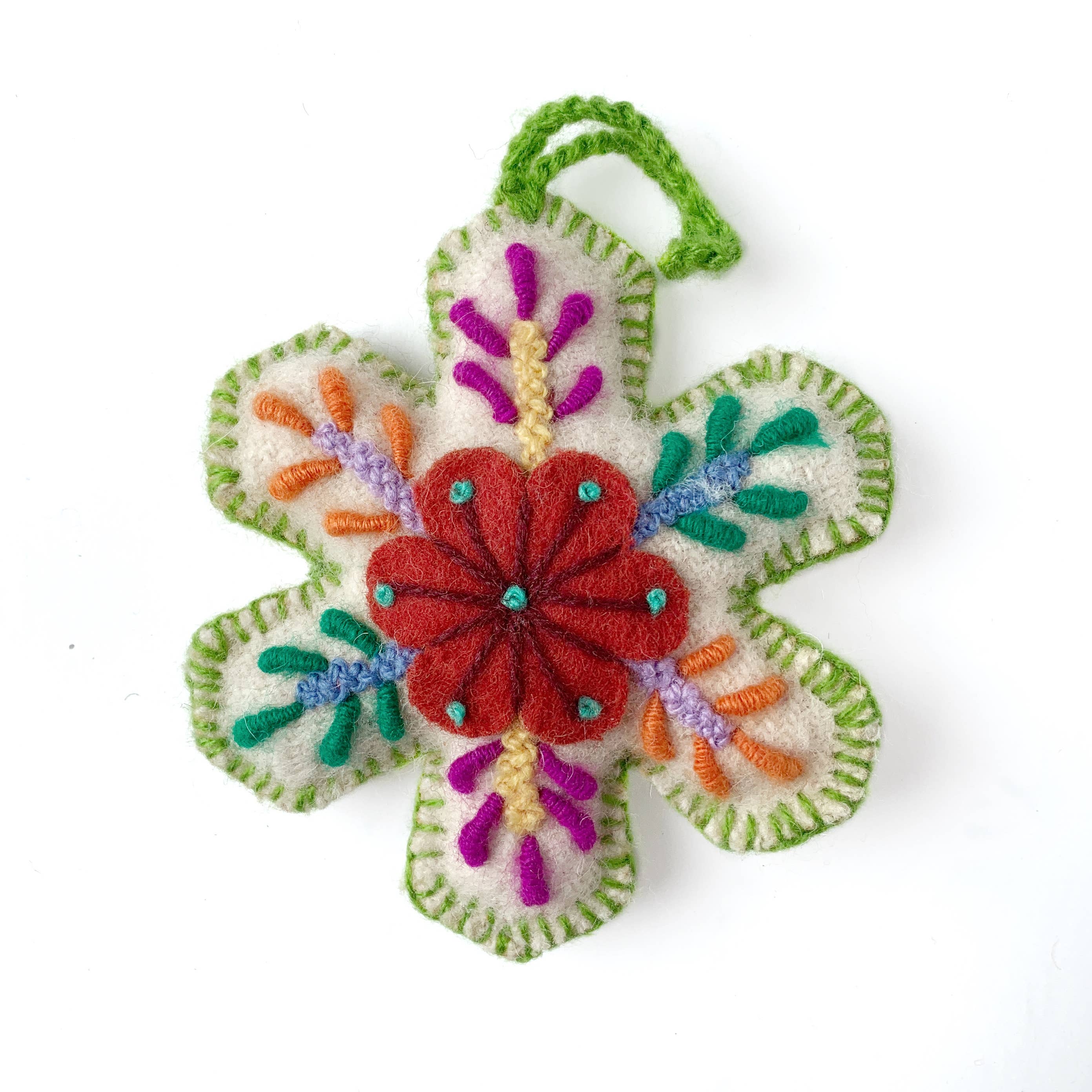 White Snowflake Embroidered Ornament - Image 5