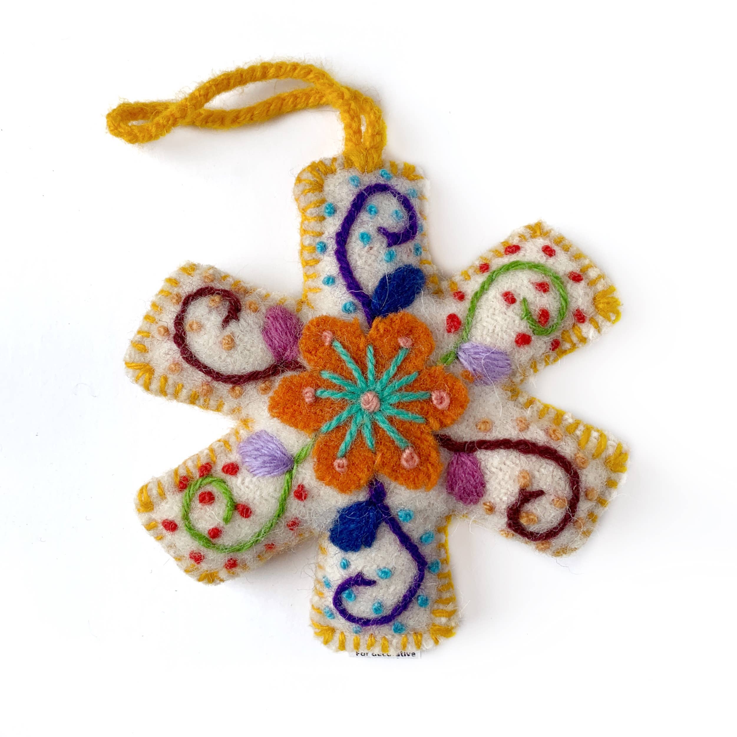 White Snowflake Embroidered Ornament - Image 8