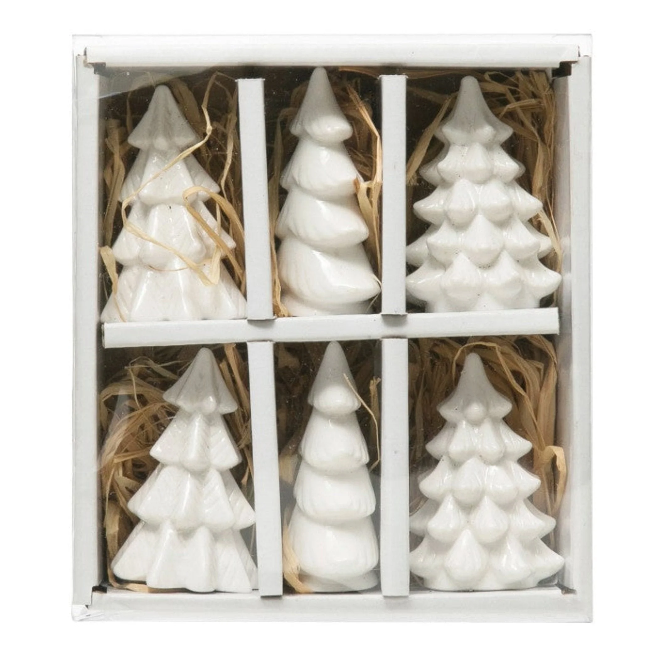 Mini White Stoneware Trees, Set of 6 - Image 2