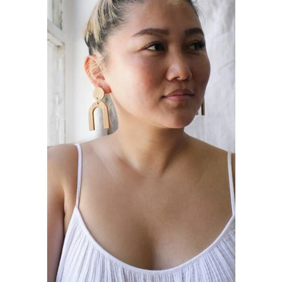 Wood Modern Shapes Earrings - Image 2