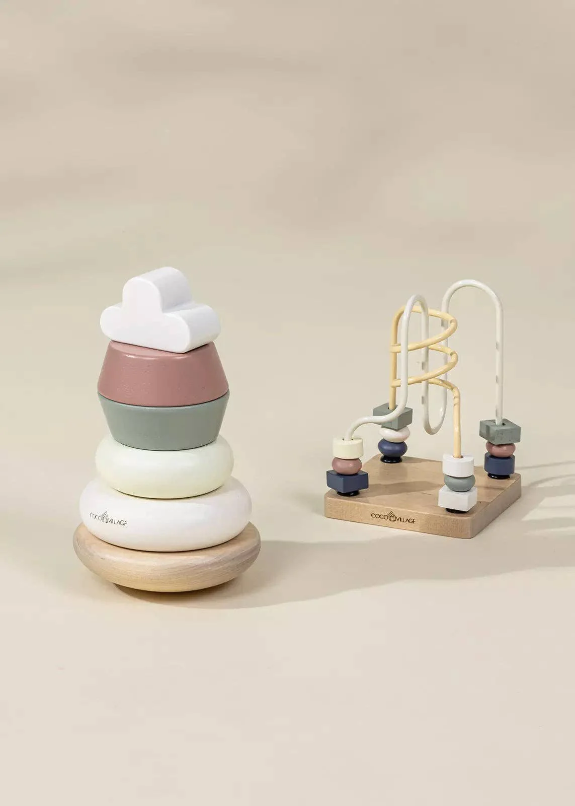 Wooden Stacking Rings & Bead Maze Toy Set - Image 3