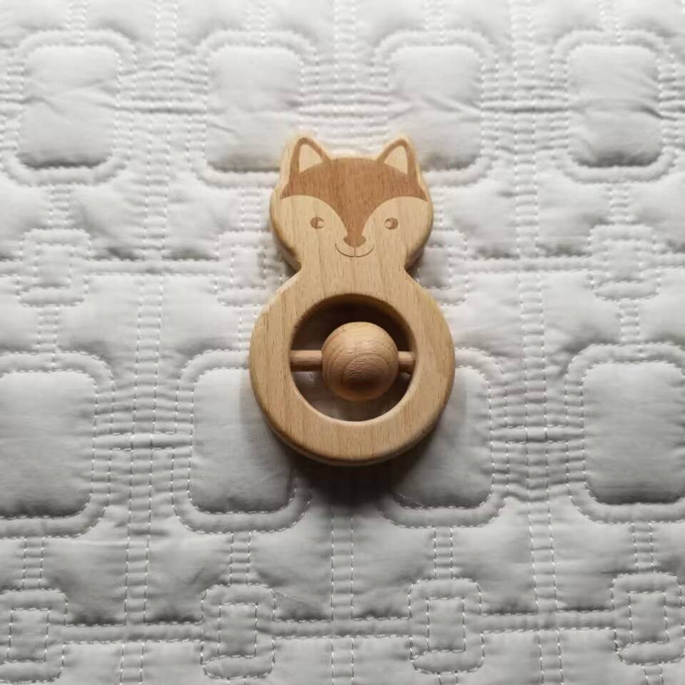 Fox Wooden Rattle Teething Toy - Image 2